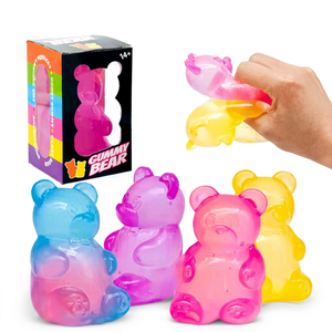 100% Genuine 8cm PU <b>Material</b> Colorful Bear Sensory Squishy Ball Soft Toy Stress Relief Squeeze Gift for Kids Adults - Product Image 1