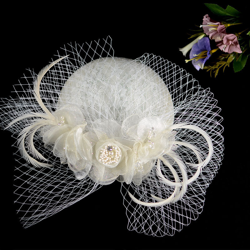 Elegant Church Hat For Women – Wide Brim Floral Headdress, Wedding Party Hat, Vintage Style Headband