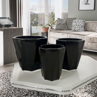 QUNHAO B2193 Pot Bunga Keramik Berlapis Putih Hitam Ramah Lingkungan untuk Dalam/Luar Ruangan Ukuran L Desain Modern untuk Tanaman Sukulen di Rumah