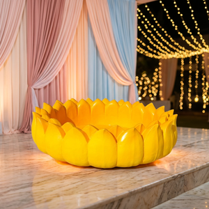 <b>Wedding</b> Lotus Bowl Fiberglass Modern Durable Decoration for Haldi Ceremony Indian <b>Wedding</b> Event Decoration Supply - Product Image 1