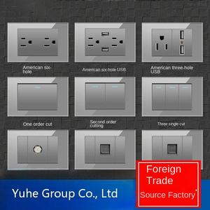 Enchufe de pared con lámpara y carga rápida USB tipo 118 americano/australiano, interruptor eléctrico de pared con cable gris, USB tipo C - Product Image 2