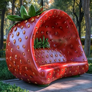 Chaise Fraise en Résine de Fibre de Verre Faite à la Main, Durable et Résistante aux Intempéries, Idéale pour la Décoration Extérieure des Places et Parcs d'Attractions - Vente en Gros Usine - Product Image 2