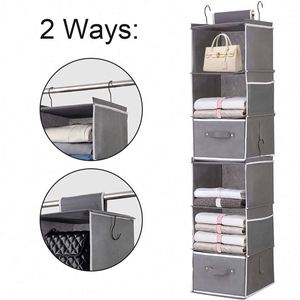 Organisateur de placard suspendu pliable à 6 étagères, étagères de rangement suspendues pour armoire, organisateur de placard suspendu à 6 étagères avec 2 tiroirs - Product Image 2