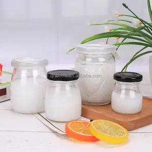 Botol Kaca Transparan Hati Penyimpanan Peri untuk Madu Yogurt Puding dengan Tutup Plastik atau Tutup Logam 3.4Oz 100Ml Botol Kaca