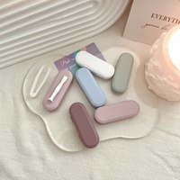 Ensemble étui à lentilles de contact vintage en forme de poisson mat, couleur unie, étui à lunettes écologique en plastique PU de forme rectangulaire en PVC, sacs