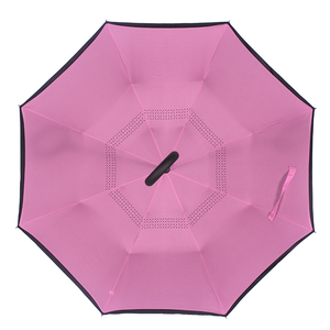 Parapluie inversé moderne de luxe personnalisé à double courbure avec poignée en C, coupe-vent, commande manuelle, motif droit, tissu en nylon 190T - Product Image 1