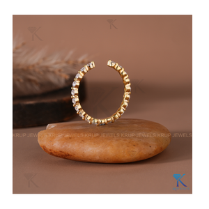 Anillo de Eternidad Abierto de Primera Calidad con Corte Redondo y Diamantes en Oro Amarillo de 18K para Mujer, Anillo Elegante de Estilo Abierto, Joyería Fina - Product Image 5