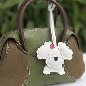 Kawaii PU Leather Keychain Cartoon pink Sculpture Poodle Lanyard Key <b>Chains</b> Luxury Pet Puppy Keyring Handbags Teddy <b>Dog</b> Pendants - Product Image 6