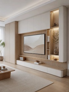 Mueble de <span class=keywords><strong>TV</strong></span> Flotante Minimalista Italiano <span class=keywords><strong>para</strong></span> Montar en la Pared con <span class=keywords><strong>Estantes</strong></span> Abiertos, Muebles de Sala de Estar, Proveedor Mayorista OEM - Product Image 1