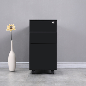 Minimalist Black 3 <b>Drawer</b> Metal <b>Filing</b> Cabinet With Key Lock For Home Office Use - Product Image 5