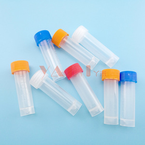 Cryogenic Tube 5ml Polypropylene <b>Flat</b> Bottom <b>Screw</b> Top With Gasket Sampling Tube 16X59MM - Product Image 1