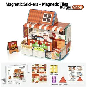 <b>Plastic</b> Children's Magnetic Building <b>Blocks</b> Hamburger Shop Educational Early Learning Sticker <b>Block</b> Set - Product Image 2