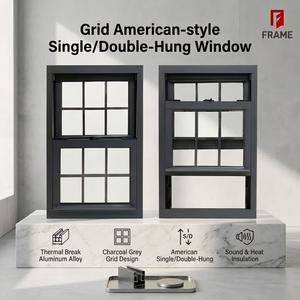 Fenêtre à guillotine simple ou <span class=keywords><strong>double</strong></span> en aluminium à rupture de pont thermique, grille américaine, pour projets d'appartements, fabrication sur mesure - Product Image 5