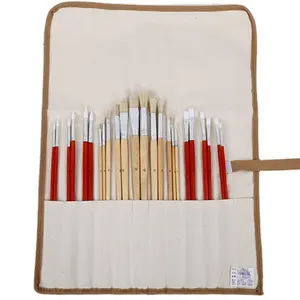 24 adet kıllar ve naylon yün kombinasyonu yağ ve akrilik boya uzun saplı ücretsiz çanta ile sanatçı boya fırçası set