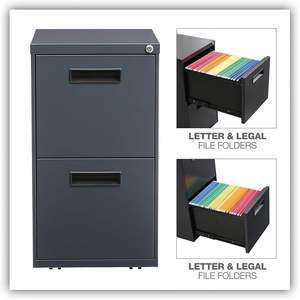 Alera PAFFCH Archivador metálico con pedestal y dos cajones, color carbón, 14 7/8w x 19-1/8d x 27-3/4h - Product Image 5