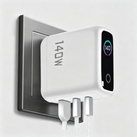 Pengisi Daya Cepat GaN Tiga Port OEM 140W dengan Layar Real-time, Pengisian Daya PD 3.0, Port USB Tipe-C untuk Ponsel, Tablet, Laptop, Colokan US Lipat