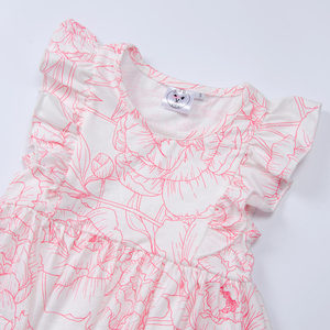 Abiti di cotone Casual estivi per bambini di alta qualità con volant floreale a spalla <span class=keywords><strong>elegante</strong></span> da bambina - Product Image 3