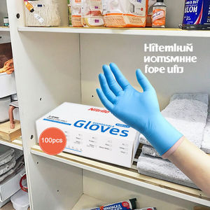 OEM ODM قفازات النتريل عالية المرونة خالية من المسحوق يمكن التخلص منها أزرق مطاط واقي للطعام الصيف الإنجليزية - Product Image 2