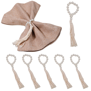 Anneaux de serviette créatifs faits à la main avec perles et pompons, design contemporain, écologiques, durables, pour fêtes, Noël, restaurants - Product Image 5
