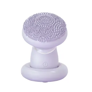 Escova de limpeza facial de silicone, design de cogumelo ipx7, à prova d' água, mini rotação, magnética