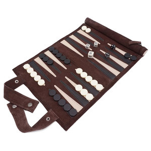 Jeu de backgammon en cuir avec un magnifique ensemble de backgammon portable en cuir de vachette de haute qualité, jeu de voyage en cuir - Product Image 5