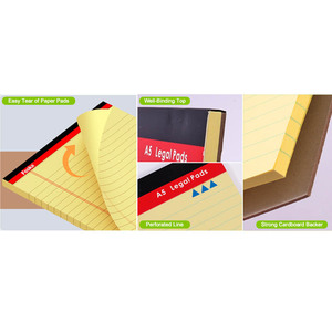 <span class=keywords><strong>Bloc</strong></span>-notes A4/A5 avec dos robuste, papier ligné de qualité 70 g/m², impression claire, <span class=keywords><strong>jaune</strong></span>, 50 feuilles/<span class=keywords><strong>bloc</strong></span>, reliure collée, détachable - Product Image 4