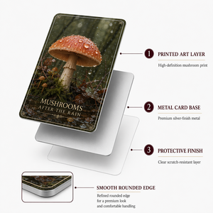 Tarjeta Coleccionable <span class=keywords><strong>de</strong></span> Metal con Impresión HD Personalizada, Diseño <span class=keywords><strong>de</strong></span> Hongos Después <span class=keywords><strong>de</strong></span> <span class=keywords><strong>la</strong></span> Lluvia, Tarjeta <span class=keywords><strong>de</strong></span> Recuerdo <span class=keywords><strong>de</strong></span> Acero Inoxidable <span class=keywords><strong>de</strong></span> Lujo para Amantes <span class=keywords><strong>de</strong></span> <span class=keywords><strong>la</strong></span> Naturaleza - Product Image 1