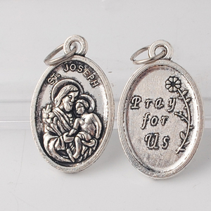 세인트 조셉 펜던트 펜던트 종교 가톨릭 아연 합금 1 인치 작은 금속 골동품 실버 도금 - Product Image 6