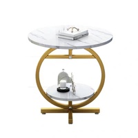 Petite table basse ronde en métal à double couche, style luxe léger, pour salon et bureau