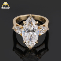 Goldleaf Kişiye Özel Lüks Mücevher Yüzüğü 10k-18k Sarı Altın Markiz Kesim 1CT-3CT DEF VVS VS Laboratuvar Elması Yüzük