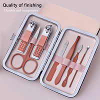 Juego de 7 Piezas de Cortaúñas de Acero al Carbono de Lujo en Rosa y Verde, Lima de Uñas, Kit de Herramientas para el Cuidado de Manicura y Pedicura en Caja