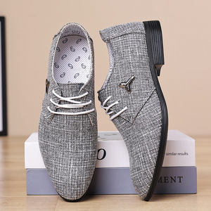 Chaussures simples à semelle souple respirante à coupe basse et pointue pour les affaires Chaussures simples formelles à surface en toile confortables pour les quatre saisons pour hommes - Product Image 4