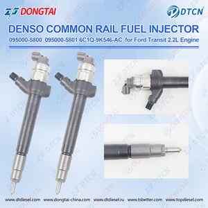 Inyector de Combustible Common Rail <span class=keywords><strong>Denso</strong></span> 095000-5800 095000-5801 <span class=keywords><strong>6C1Q</strong></span>-<span class=keywords><strong>9K546</strong></span>-<span class=keywords><strong>AC</strong></span> para Motor Ford Transit 2.2L - Product Image 1