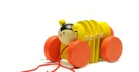 Dessin animé Animal thème tirer et pousser marcheurs amusant corps en bois bébé voiture jouets avec activités de torsion