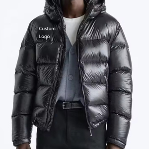 Chaqueta de Invierno Impermeable para Hombre, de Alta Calidad, con <span class=keywords><strong>Capucha</strong></span>, Logotipo Personalizado, Estilo Urbano, Negra, con Cierre de Cremallera a Prueba de Viento - Product Image 3