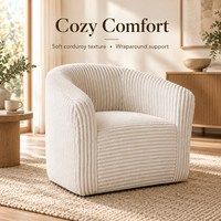 Fauteuil d’appoint moderne à dossier incurvé enveloppant, velours côtelé doux et moelleux, assise profonde, tailles personnalisé
