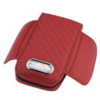 Coussin d'accoudoir de voiture en cuir Nappa brodé losanges, rangement multifonctionnel pour serviettes en papier, rehausseur universel pour coudière
