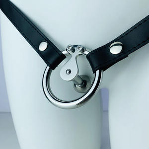 FRRK PU cintura di castità con barra di metallo gabbia per cazzo invertito anelli per pene in acciaio inossidabile Fetish <span class=keywords><strong>Erotic</strong></span> BDSM gabbia corta per uomo - Product Image 5