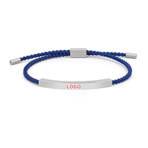 Custom Statement Jewelry Bar Engravable Adjustable Colorful Braided <b>Rope</b> <b>Bracelet</b> for Men Women - Product Image 3