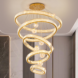 Thiết Kế Mới Trang Trí Trong Nhà Khách Sạn Biệt Thự Trung Tâm Mua Sắm Cầu Thang Lớn Sang Trọng Tùy Chỉnh Quá Khổ LED Đèn Chùm Pha Lê - Product Image 4