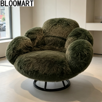Fauteuil d'appoint en forme de patte d'ours, non pivotant, en fausse fourrure, fauteuil lounge moelleux, canapé simple rembourré