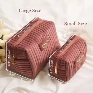 I-0932 Custom Velvet Fashion Zipper <b>Makeup</b> Bag Travel Cosmetic <b>Cases</b> Large Capacity - Product Image 5