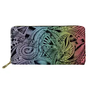 Nova Polinésia Mulheres/Homens Carteira Longo PU Coin Purse Bag para Titular Do Cartão Personalizado Padrão Moda Clipe Sacos De Embreagem Por Atacado