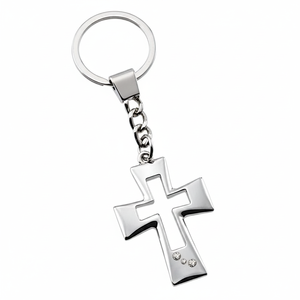Portachiavi LED con Croce e Cristo NO B, Logo Inciso al Laser, Design Traforato per Trasporto Chiavi, Accessorio Moda - Product Image 2