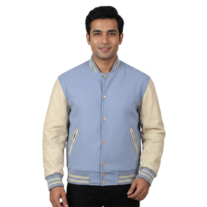Chaqueta Varsity de Lana Unisex para Invierno 2025, Venta al Por Mayor, Logotipo Personalizado Bordado, Parche, Color Verde, Estilo Letterman, Ropa Urbana para Hombre - Product Image 1