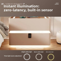 Mesita de Noche Inteligente de Madera Maciza con Cerradura RFID, Estilo Europeo Clásico con Compartimento Secreto Oculto para Almacenamiento
