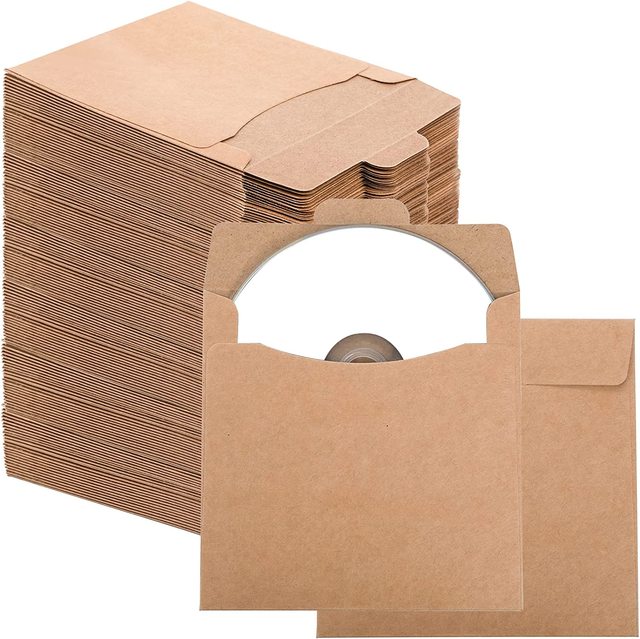 High Quality Custom Square Recycled Kraft Paper CD/DVD Envelope Recyclable Mailing Bag with Custom Size for CDs and DVDs