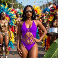 Tenue d'événement 2027, Maillot de bain de carnaval, Tenue de lundi, Monokini sexy, Body à lacets OEM, Femme, Miami Fate Caribbean, Traje De Carnaval
