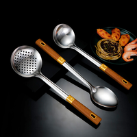 Ensemble d'ustensiles de cuisine en acier inoxydable avec manche, louche, compatible lave-vaisselle, pour usage domestique et professionnel