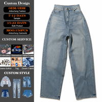 Jean décontracté pour femme coupe super ample, taille mi-haute, délavage classique, style streetwear sexy, 100% denim, idéal pour l'été